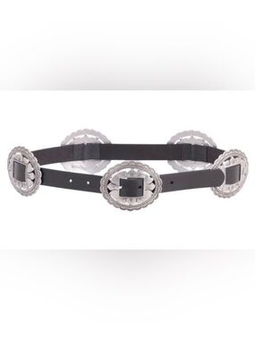 Most Wanted Concho Belt Women L Genuine Leather Black Western Boho Hippie NEW